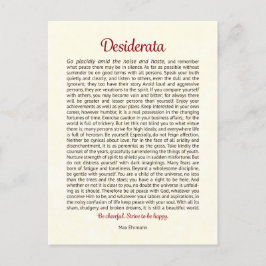 Tarjeta postal de Desiderata | Arte mini Desiderat