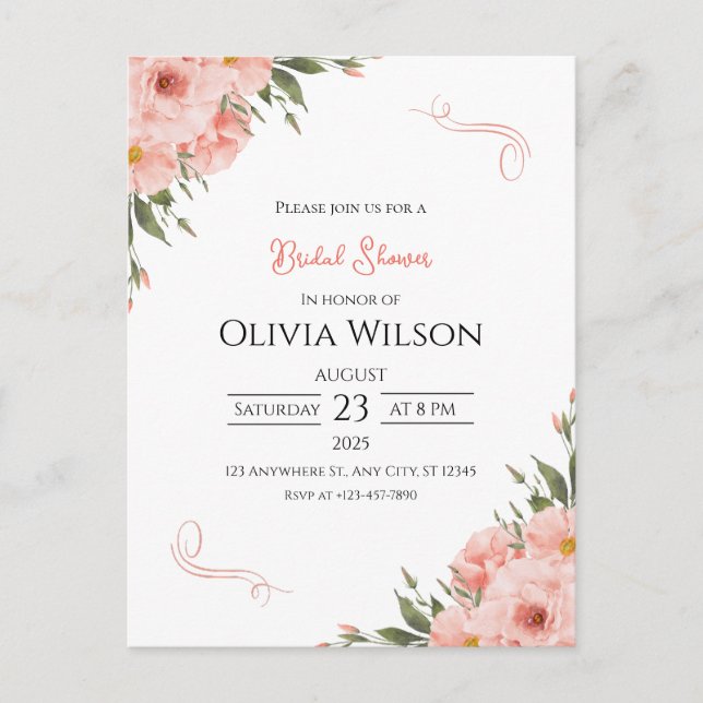 Tarjeta postal de Despedida de Soltera con flores  (Anverso)