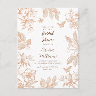 Tarjeta postal de despedida de soltera floral blan