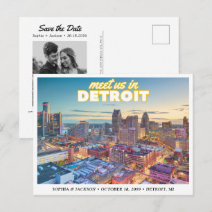 Tarjeta Postal de Detroit para Salvar la Fecha de