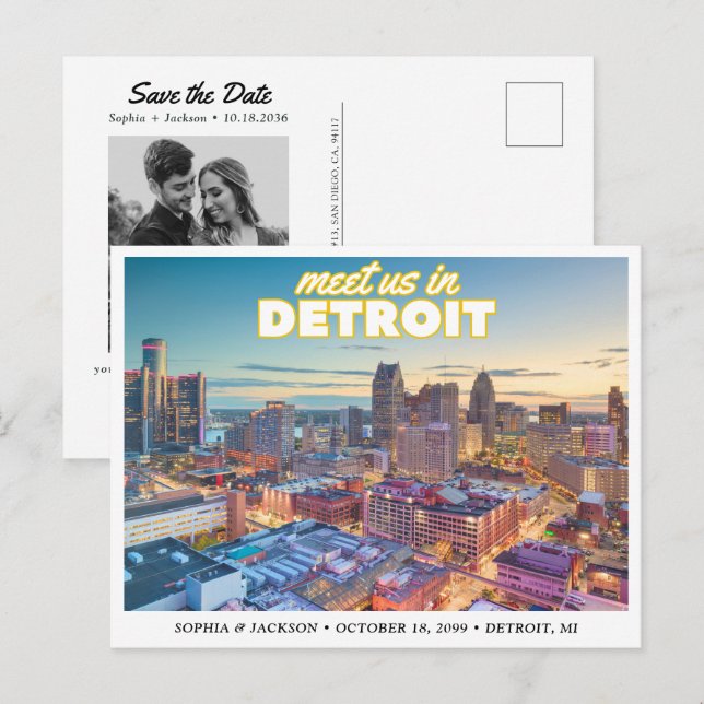 Tarjeta Postal de Detroit para Salvar la Fecha de  (Anverso / Reverso)
