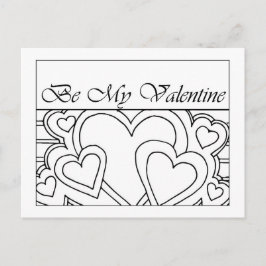 Tarjeta postal de dibujo lineal Sé mi San Valentín