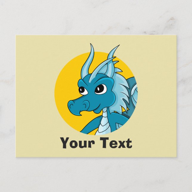Tarjeta postal de dibujos animados de dragón azul (Anverso)