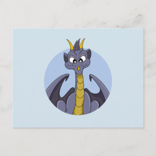 Tarjeta postal de dibujos animados de dragón púrpu