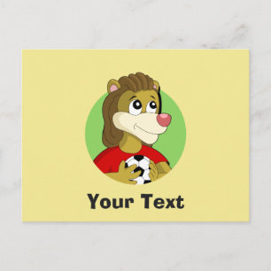 Tarjeta postal de dibujos animados de león sosteni