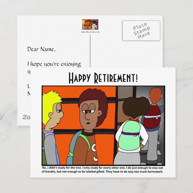 Tarjeta postal de dibujos animados de niños superd (Anverso / Reverso)