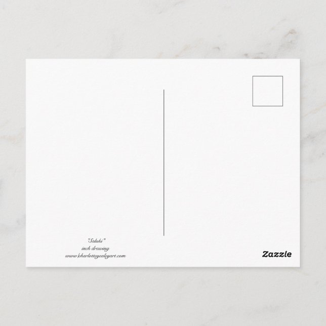 Tarjeta postal de dibujos de tinta de dibujos de d (Reverso)