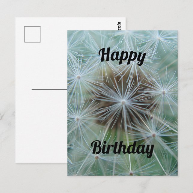 Tarjeta postal de diente de león blanco (Anverso / Reverso)