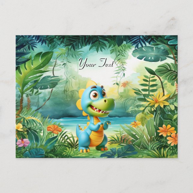 Tarjeta postal de dinosaurio lindo (Anverso)