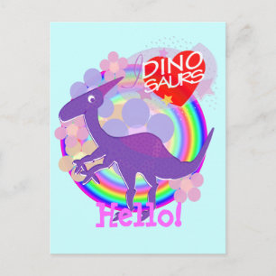 Tarjeta postal de Dinosaurio Púrpura de la Flor