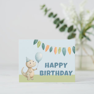 Tarjeta postal de dinosaurios de cumpleaños pintad