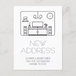 Tarjeta postal de dirección negra blanca interior 