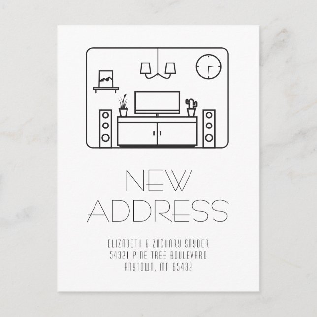 Tarjeta postal de dirección negra blanca interior  (Anverso)