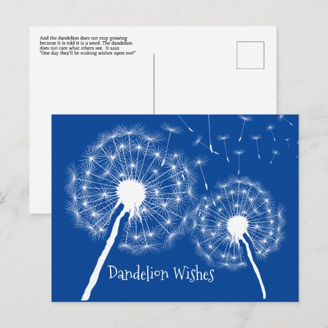 Tarjeta postal de diseño Dandelion Wishes (Anverso / Reverso)