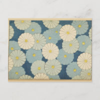 Tarjeta postal de diseño de flores japonesas blanc