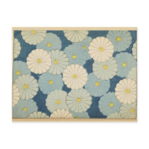 Tarjeta postal de diseño de flores japonesas blanc
