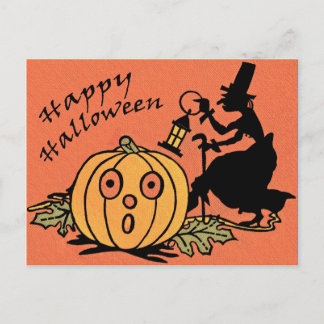 Tarjeta postal de diseño de Halloween de época