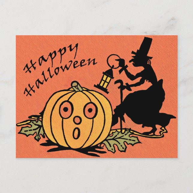 Tarjeta postal de diseño de Halloween de época (Anverso)