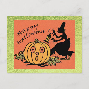 Tarjeta postal de diseño de Halloween de época