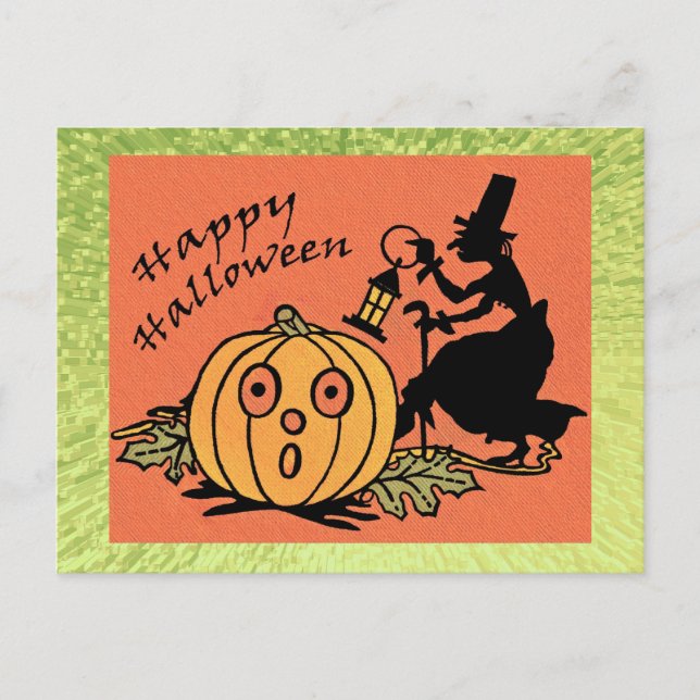 Tarjeta postal de diseño de Halloween de época (Anverso)