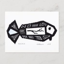 Tarjeta postal de diseño de Linocut para palos de 