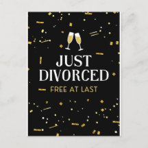 Tarjeta postal de divorcio recién divorciado