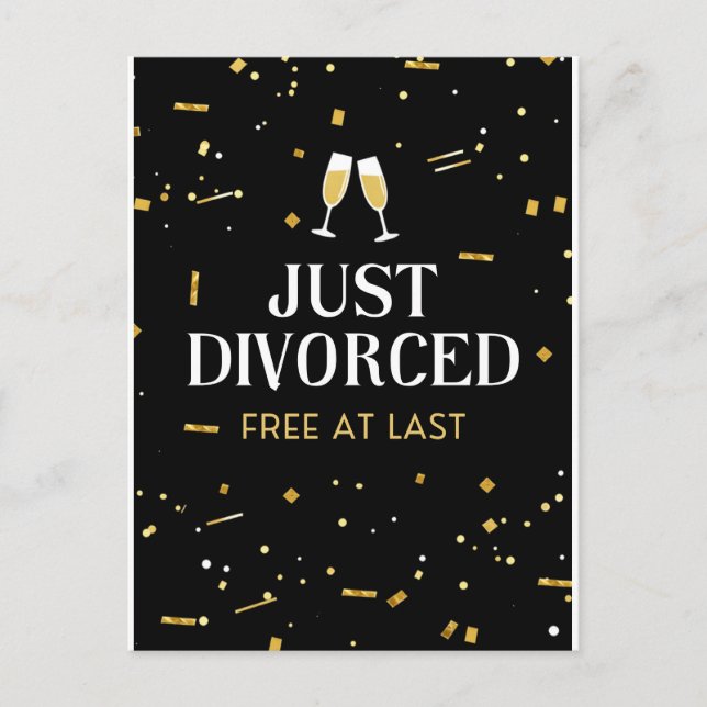 Tarjeta postal de divorcio recién divorciado (Anverso)
