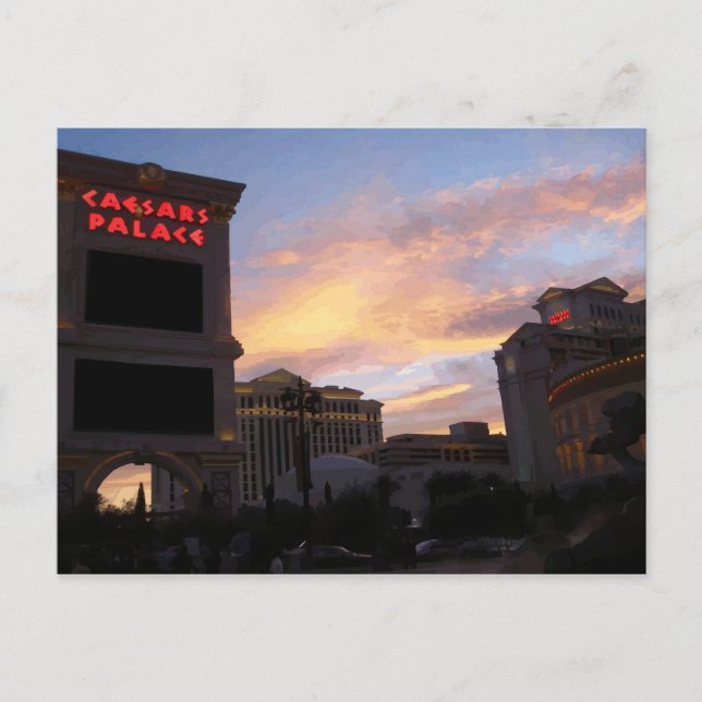 Tarjeta postal de doble imagen del palacio Caesars (Anverso)