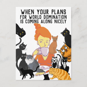TARJETA POSTAL DE DOMINACIÓN MUNDIAL CAT MOM