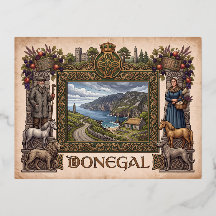 Tarjeta postal de Donegal, Irlanda, de estilo vint