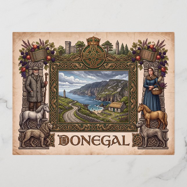 Tarjeta postal de Donegal, Irlanda, de estilo vint (Anverso)