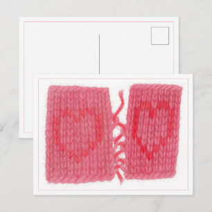 Tarjeta postal de DOS CORAZONES TEJIDOS