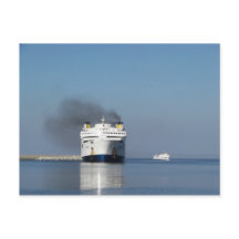 Tarjeta postal de dos ferrys en Grecia