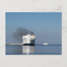 Tarjeta postal de dos ferrys en Grecia