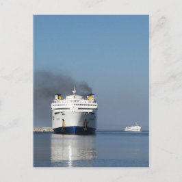 Tarjeta postal de dos ferrys en Grecia