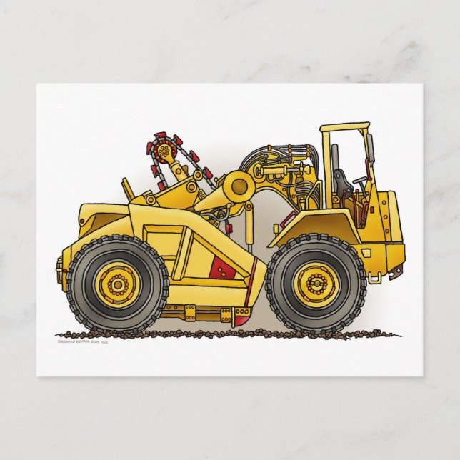 Tarjeta postal de Earthmover Scraper (Anverso)