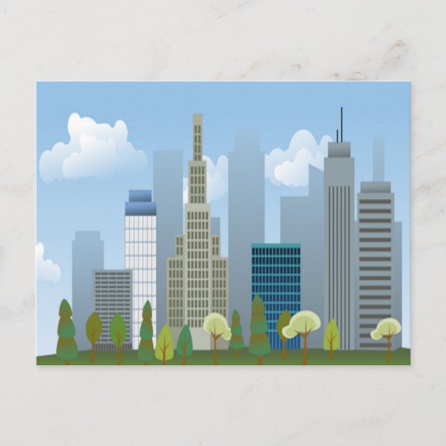 Tarjeta postal de edificios de la ciudad (Anverso)