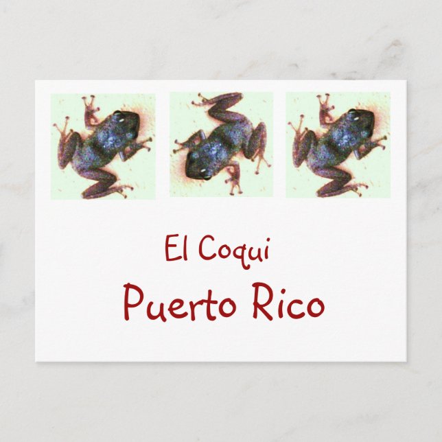 Tarjeta postal de El Coqui Puerto Rico (Anverso)