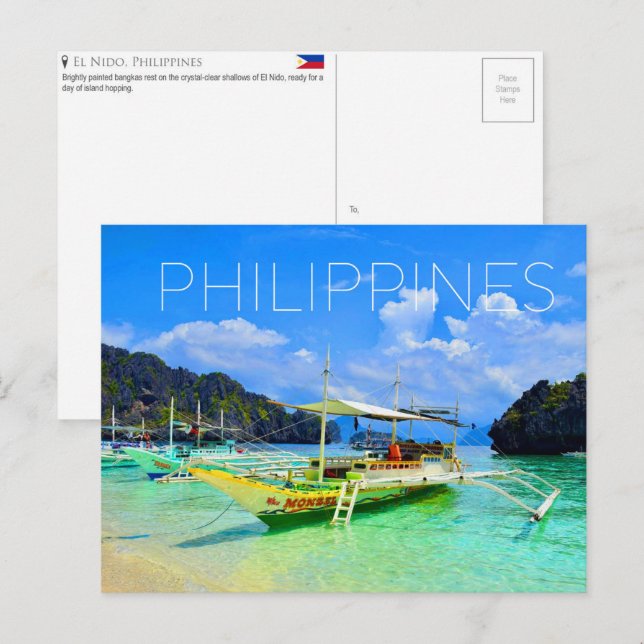 Tarjeta Postal de El Nido, Filipinas (Anverso / Reverso)