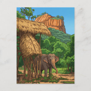 Tarjeta postal de elefante en Sigiriya