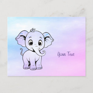 Tarjeta postal de elefante lindo