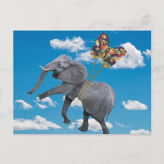 Tarjeta postal de elefante y mariposa aligerar