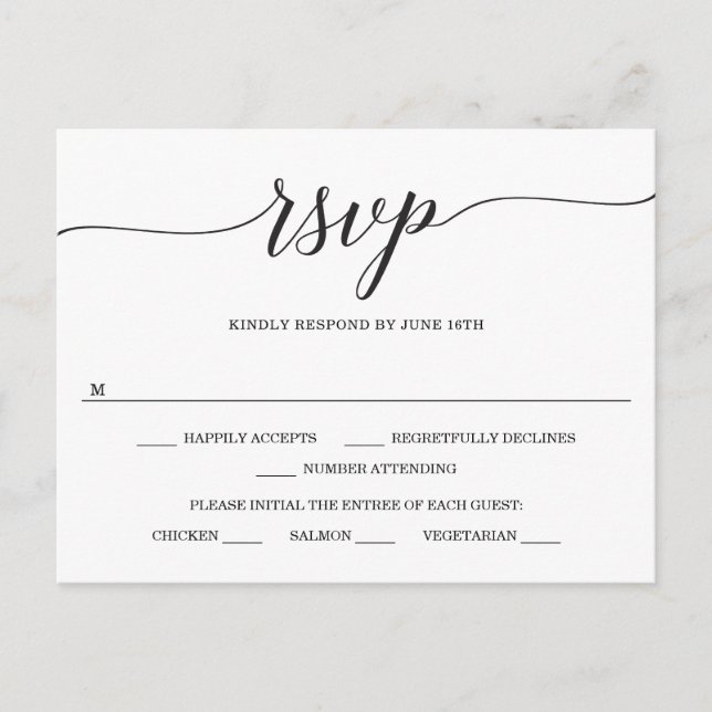 Tarjeta postal de elegancia mínima RSVP de boda (Anverso)