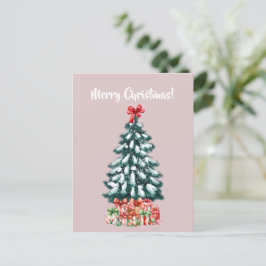 Tarjeta postal de elegante árbol de Navidad nevado