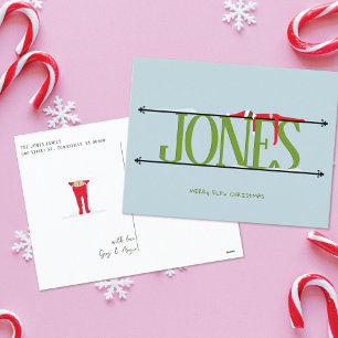 Tarjeta postal de Elf Shenanigans Navidades verdes