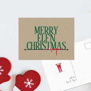 Tarjeta postal de Elf Shenanigans saludo a Navidad