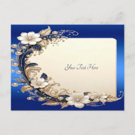 Tarjeta Postal de Embellcimiento Floral Blanco Azu