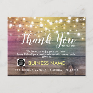 Tarjeta postal de empresa para agradecer promoción