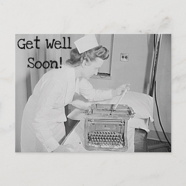 Tarjeta postal de enfermera recupérate pronto y má (Anverso)