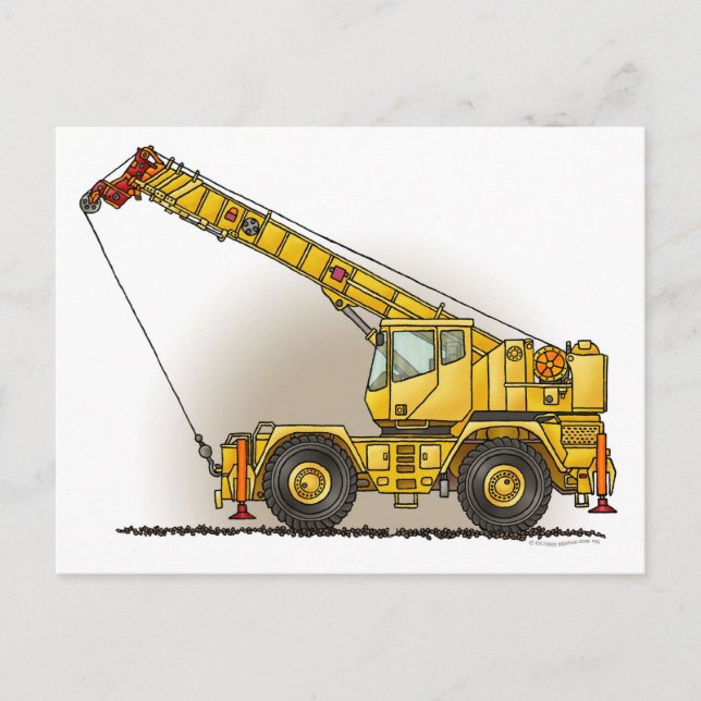 Tarjeta postal de equipo de construcción de grúas (Anverso)